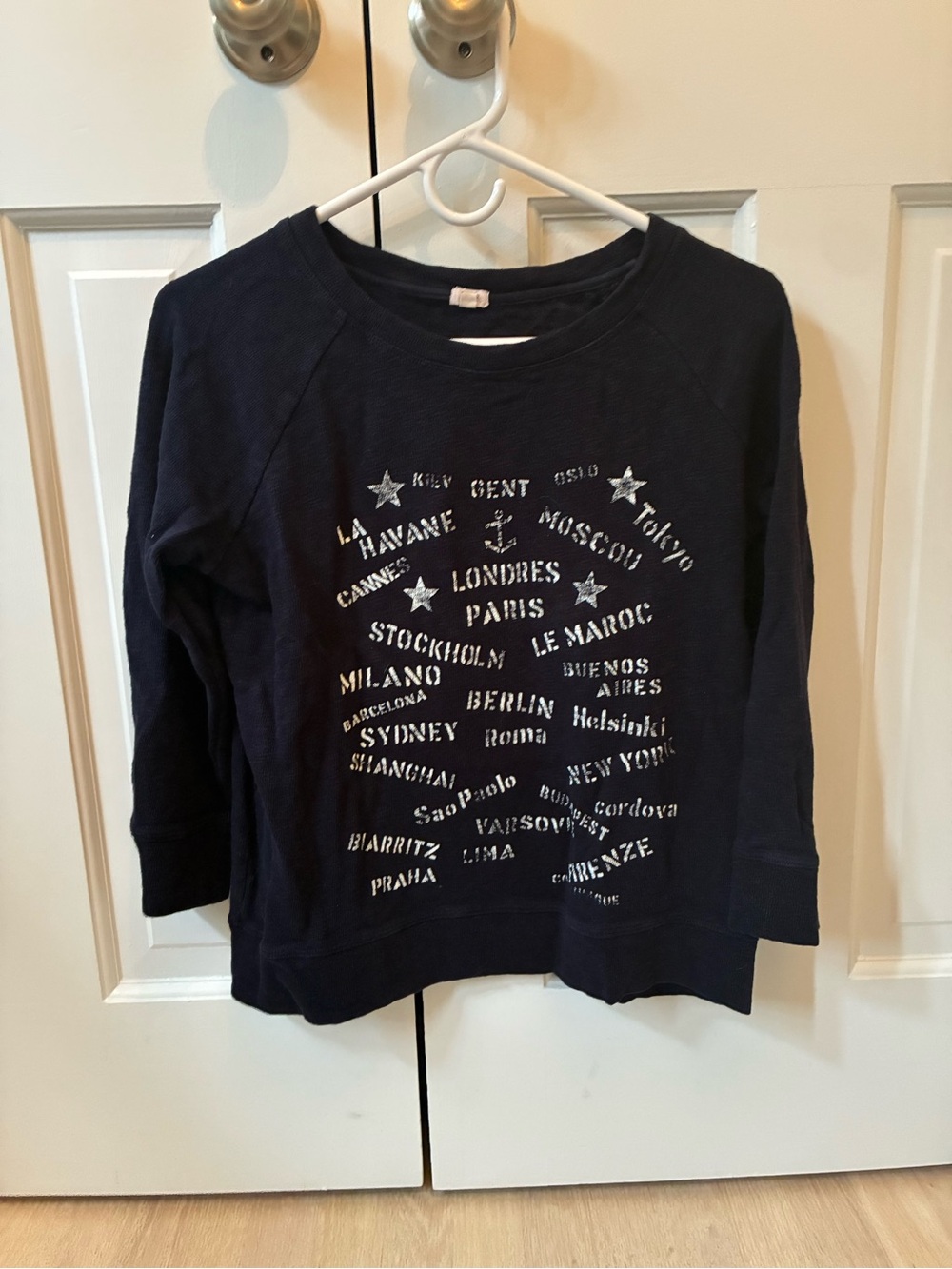 Navy Graphic Long-Sleeve Tee - City Names Print